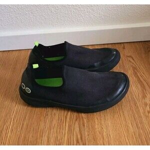 OOFOS OOmg Eezee Low Loafer Shoes Women's Black Nylon Comfort Size 10